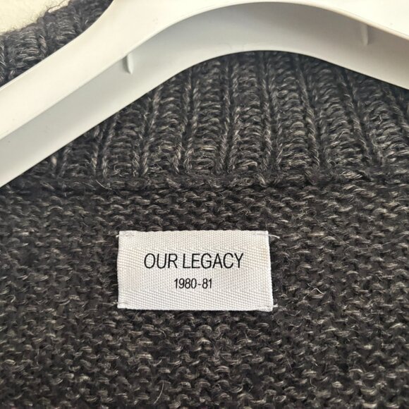 Our Legacy Grey High Neck Alpaca Linen Wool Chunky Knit Cardigan 40 M- L - Picture 12 of 13